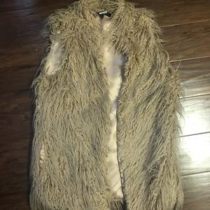 painted pink boutique fur vest